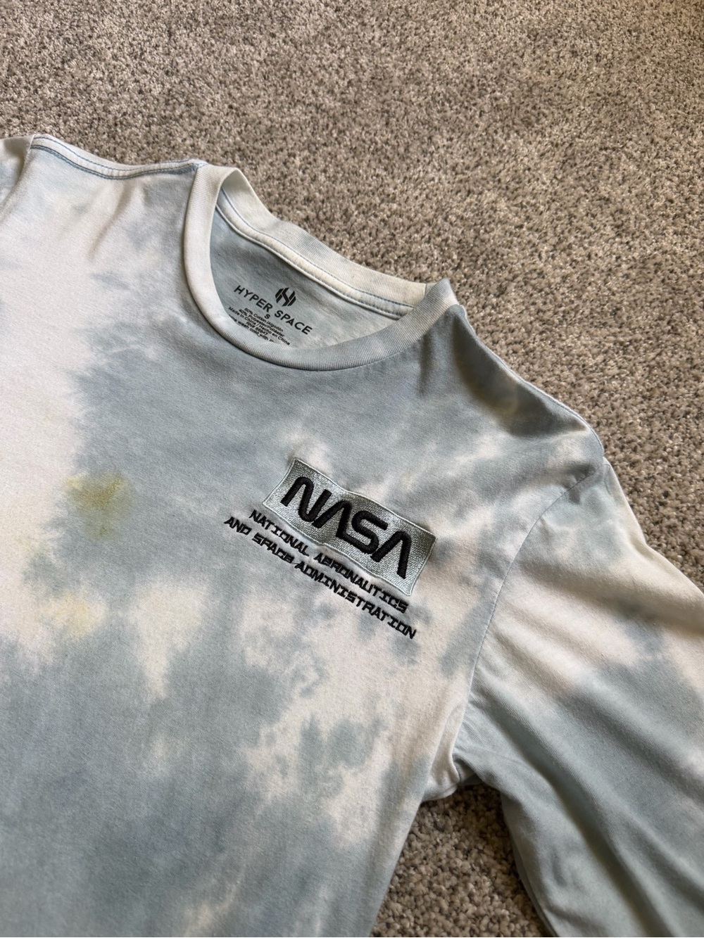 NASA Tie-Dye Long Sleeve Tee in Light Blue